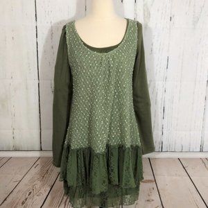 2 Piece Tunic Dress  Ruffle Lace